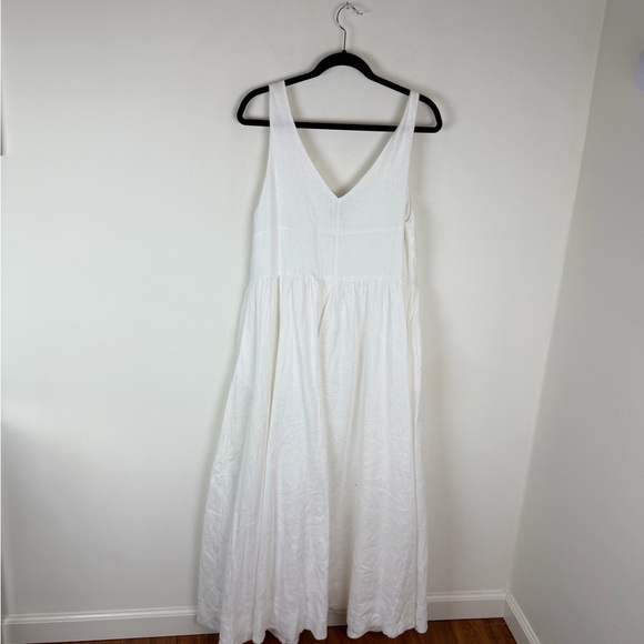 DISSH ARLO WHITE V NECK LINEN MAXI DRESS Size 6 - Picture 9 of 10